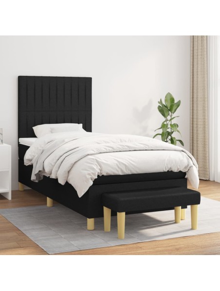 Boxspringbett mit Matratze Schwarz 90x190 cm Stoff