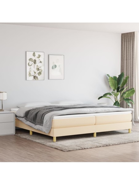 Boxspringbett mit Matratze Creme 200x200 cm Stoff