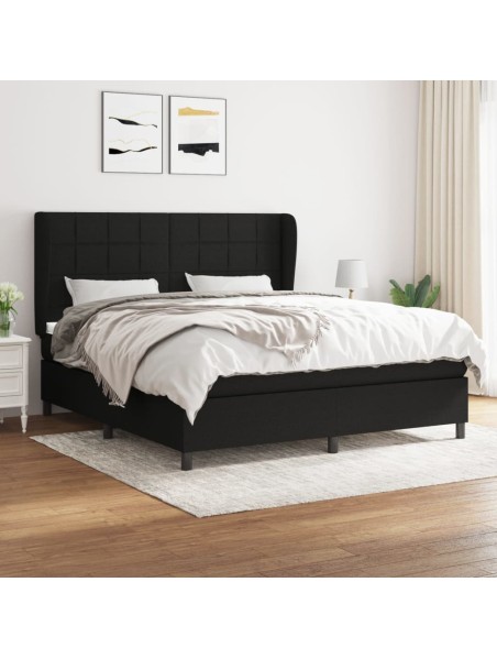 Boxspringbett mit Matratze Schwarz 180x200 cm Stoff