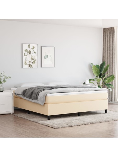 Boxspringbett Creme 160x200 cm Stoff