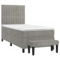 Boxspringbett mit Matratze Hellgrau 90x200 cm Samt