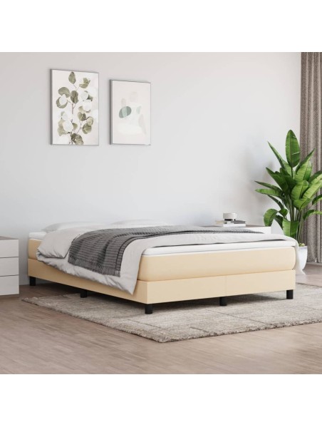 Boxspringbett Creme 140x190 cm Stoff