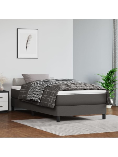 Boxspringbett Grau 90x190 cm Kunstleder