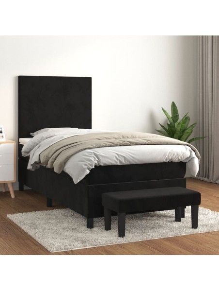 Boxspringbett mit Matratze Schwarz 100x200 cm Samt