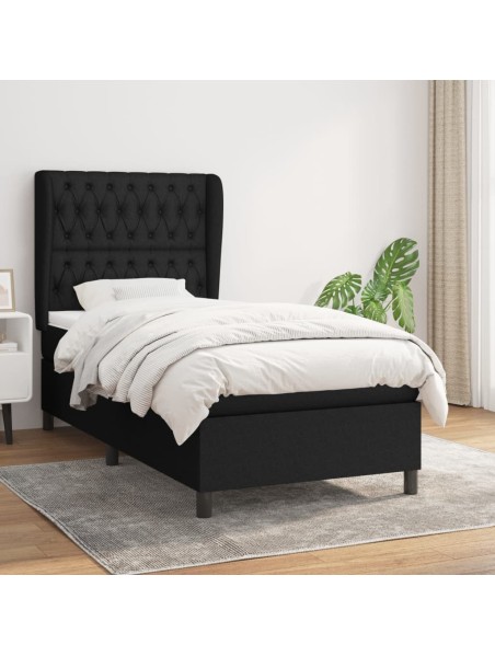 Boxspringbett mit Matratze Schwarz 90x200 cm Stoff