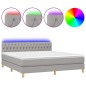 Boxspringbett mit Matratze & LED Hellgrau 180x200 cm Stoff