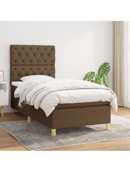 Boxspringbett mit Matratze Dunkelbraun 80x200 cm Stoff