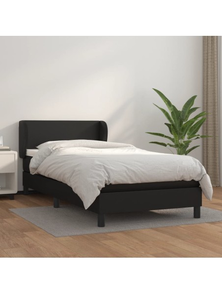 Boxspringbett mit Matratze Schwarz 80x200 cm Kunstleder