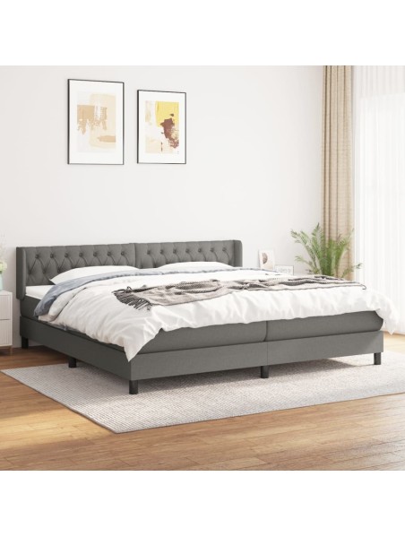 Boxspringbett mit Matratze Dunkelgrau 200x200 cm Stoff