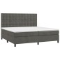 Boxspringbett mit Matratze & LED Dunkelgrau 200x200 cm Samt