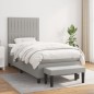 Boxspringbett mit Matratze Hellgrau 90x200 cm Stoff