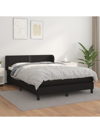 Boxspringbett mit Matratze Schwarz 140x190 cm Kunstleder