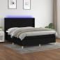 Boxspringbett mit Matratze & LED Schwarz 160x200 cm Stoff