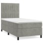 Boxspringbett mit Matratze Hellgrau 100x200 cm Samt