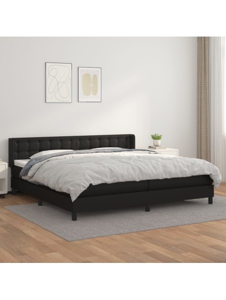 Boxspringbett mit Matratze Schwarz 200x200 cm Kunstleder