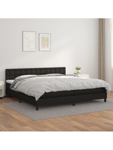 Boxspringbett mit Matratze Schwarz 200x200 cm Kunstleder