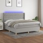 Boxspringbett mit Matratze & LED Hellgrau 160x200 cm Stoff