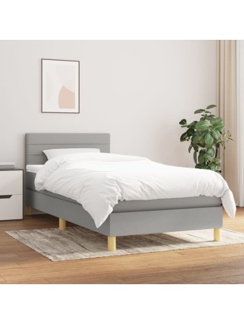 Boxspringbett mit Matratze Hellgrau 90x190 cm Stoff