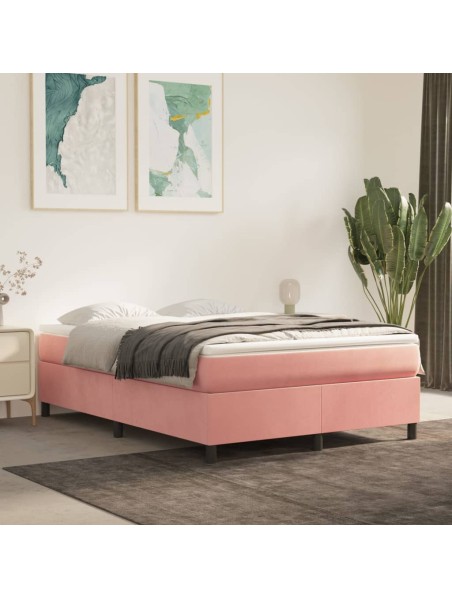 Boxspringbett mit Matratze Rosa 140x200 cm Samt