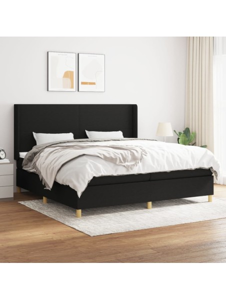 Boxspringbett mit Matratze Schwarz 200x200 cm Stoff