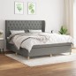 Boxspringbett mit Matratze Dunkelgrau 160x200 cm Stoff