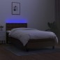 Boxspringbett mit Matratze & LED Dunkelbraun 90x200 cm Stoff