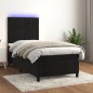 Boxspringbett mit Matratze & LED Schwarz 100x200 cm Samt