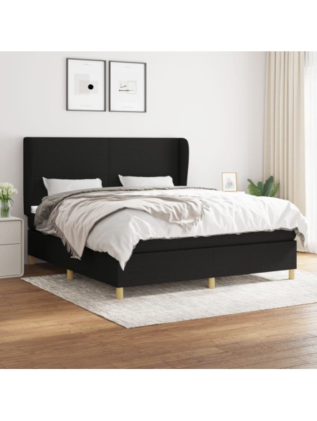 Boxspringbett mit Matratze Schwarz 180x200 cm Stoff