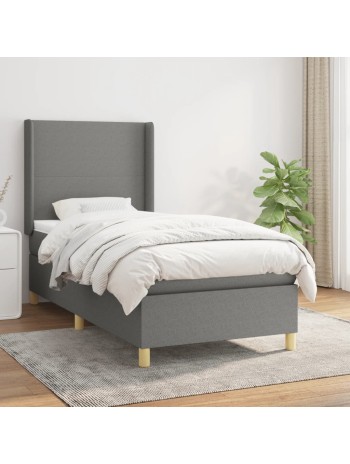 Boxspringbett mit Matratze Dunkelgrau 90x190 cm Stoff