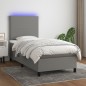 Boxspringbett mit Matratze & LED Dunkelgrau 90x190 cm Stoff