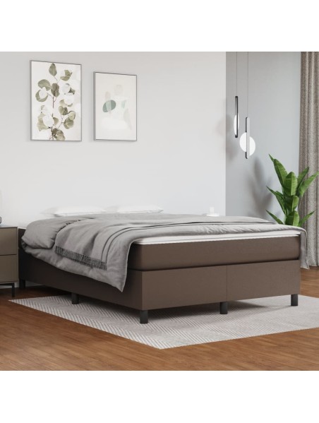 Boxspringbett Braun 140x190 cm Kunstleder