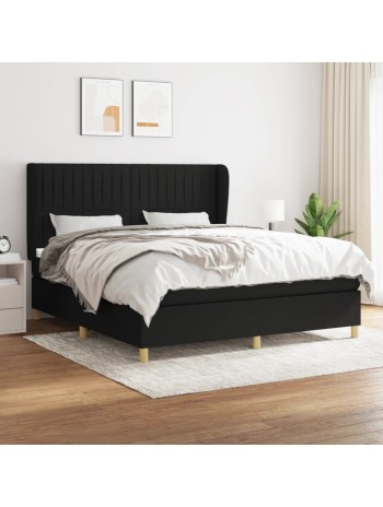 Boxspringbett mit Matratze Schwarz 180x200 cm Stoff