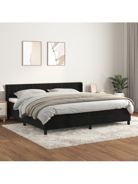 Boxspringbett mit Matratze Schwarz 200x200 cm Samt