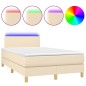 Boxspringbett mit Matratze & LED Creme 120x200 cm Stoff