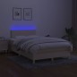 Boxspringbett mit Matratze & LED Creme 120x200 cm Stoff