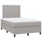 Boxspringbett mit Matratze & LED Hellgrau 120x200 cm Stoff