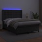 Boxspringbett mit Matratze & LED Schwarz 140x190 cm Kunstleder