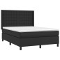 Boxspringbett mit Matratze & LED Schwarz 140x190 cm Kunstleder