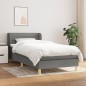 Boxspringbett mit Matratze Dunkelgrau 90x200 cm Stoff