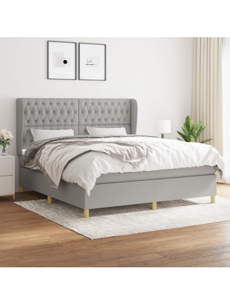 Boxspringbett mit Matratze Hellgrau 180x200 cm Stoff