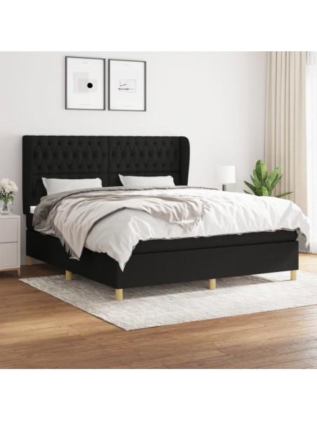 Boxspringbett mit Matratze Schwarz 180x200 cm Stoff