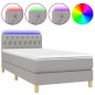 Boxspringbett mit Matratze & LED Hellgrau 90x200 cm Stoff