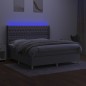 Boxspringbett mit Matratze & LED Hellgrau 180x200 cm Stoff