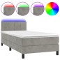 Boxspringbett mit Matratze & LED Hellgrau 80x200 cm Samt