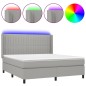 Boxspringbett mit Matratze & LED Hellgrau 180x200 cm Stoff