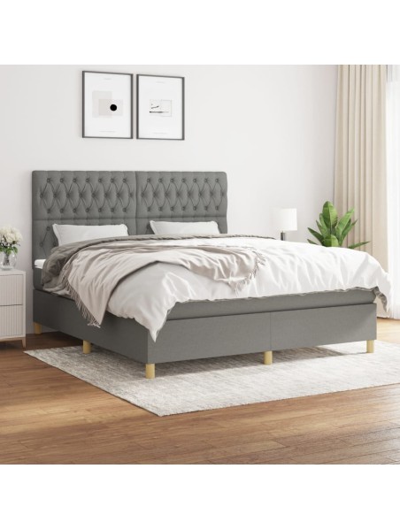 Boxspringbett mit Matratze Dunkelgrau 180x200 cm Stoff