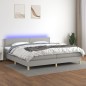 Boxspringbett mit Matratze & LED Hellgrau 200x200 cm Stoff