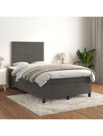 Boxspringbett mit Matratze Dunkelgrau 120x200 cm Samt