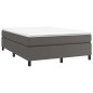 Boxspringbett mit Matratze Grau 140x190 cm Kunstleder