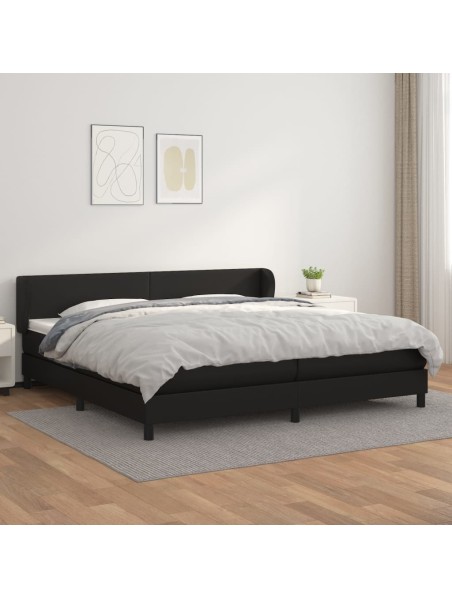 Boxspringbett mit Matratze Schwarz 200x200 cm Kunstleder